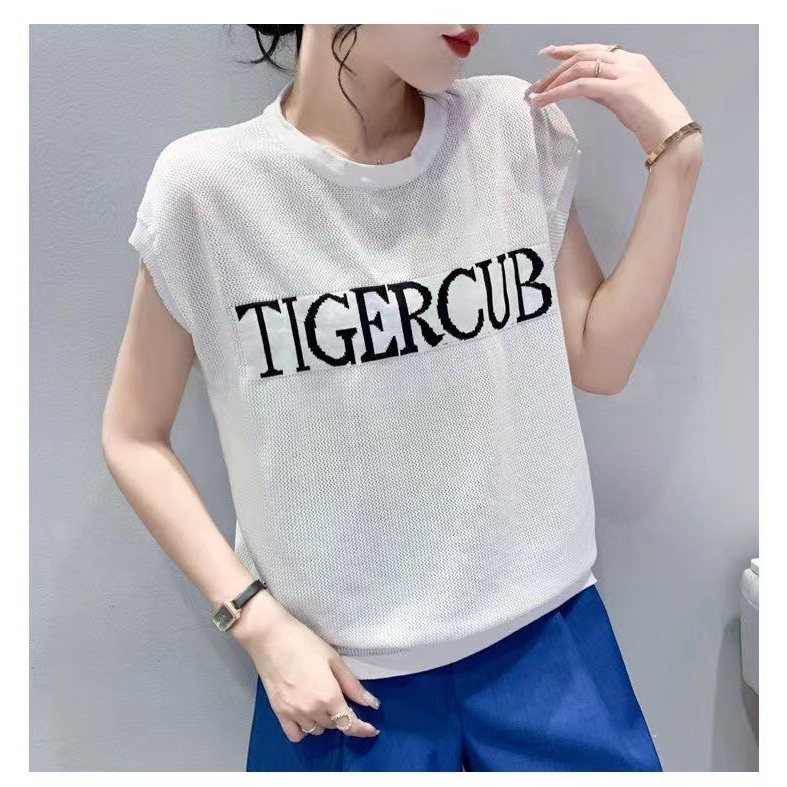 (ใหม่/พร้อมส่ง#51063)เสื้อสาวอวบไซส์ใหญ่ แขนสั้นเสื้อแขนกุดและเสื้อเดี่ยว ผ้าตาข่ายซีทรู เนื้อผ้าดีใส่สบาย - รูปที่ 7