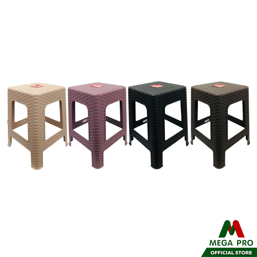 Megapro - เก้าอี้พลาสติกลายหวาย มี4สี เก้าอี้ลายหวายทรงสูง รุ่น 994 Picnic ขนาด 28x34x45 ซม.