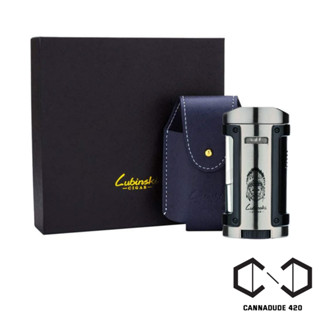 LUBINSKI Lighter with Leather Case, Windproof Quadruple 4 Torch Jet Lighter ไฟแช็ค ไฟแชก ไฟฟู่ Model YJA-10006