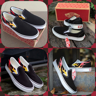 VANS Slip-On (Classic) Black ลายไฟ แท้100% พร้อมส่ง (สินค้ามีกล่อง)📦เก็บเงินพรายทาง ส่งเคอรี่