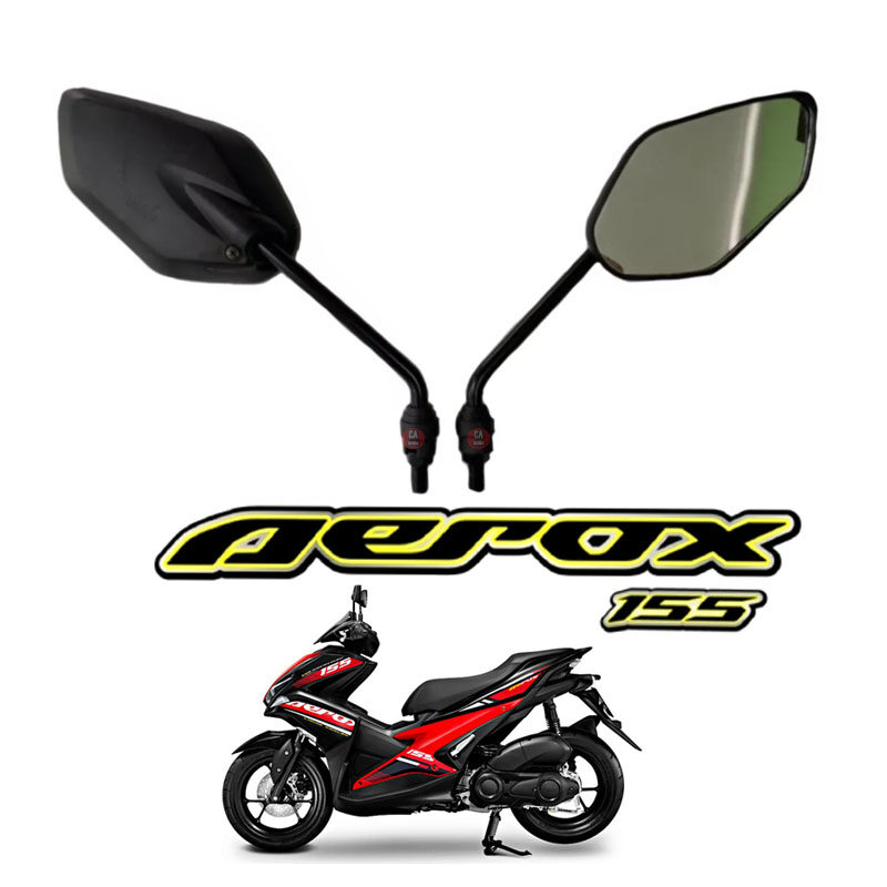 กระจก กระจกมองข้าง กระจกมอเตอร์ไซต์ aerox aerox155 แอร็อค แอรอค กระจกขายาว เกลียว Yamaha ดำ ราคาต่อคู่ Aerox Aerox155