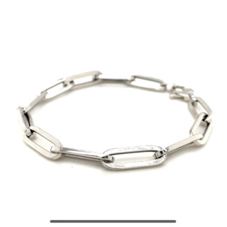 สร้อยข้อมือทองคำขาว 14K ลายโซ่ความหนาเส้น 6.1 มิลลิเมตร 14K White Gold Extra Wide Paperclip Chain Bracelet