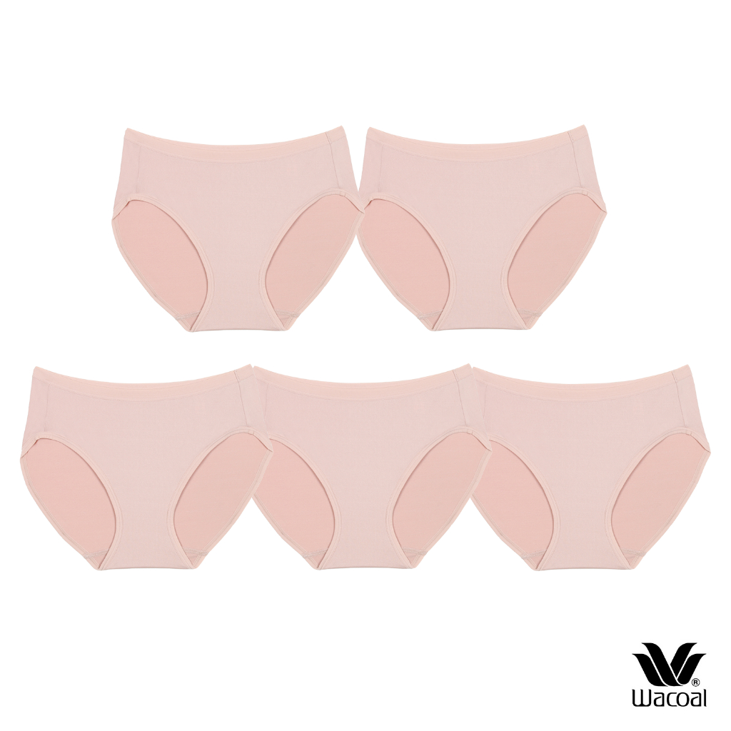 Wacoal Surprise Panty กางเกงในใส่สบายวาโก้ รูปแบบ Bikini แพ็ค 5 ชิ้น รุ่น WU1C34/WU1F34 สีเบจ (BC)