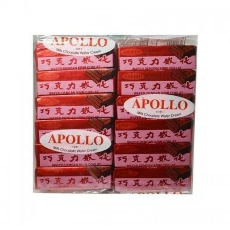 Apollo เวเฟอร์เคลือบช็อกโกแลต เวเฟอร์ห่อแดง Apollo Chocolate Wafer