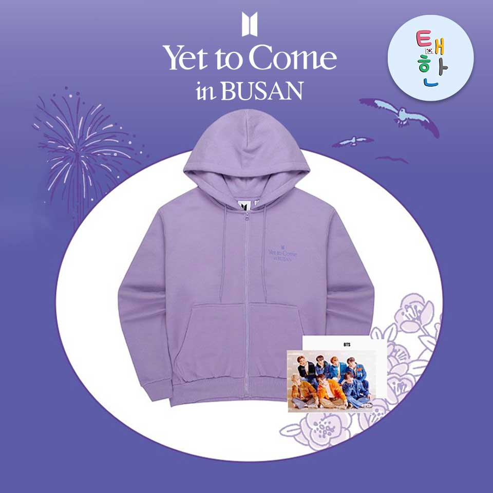 🔥ส่งด่วน ส่งทันที🔥 [BTS] เสื้อฮูด BTS YET TO COME IN BUSAN - Zip-Up Hoodie (Lavender)