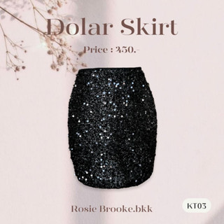 KT03 l DOLAR SKIRT กระโปรงกลิตเตอร์สีดำวิบวับ