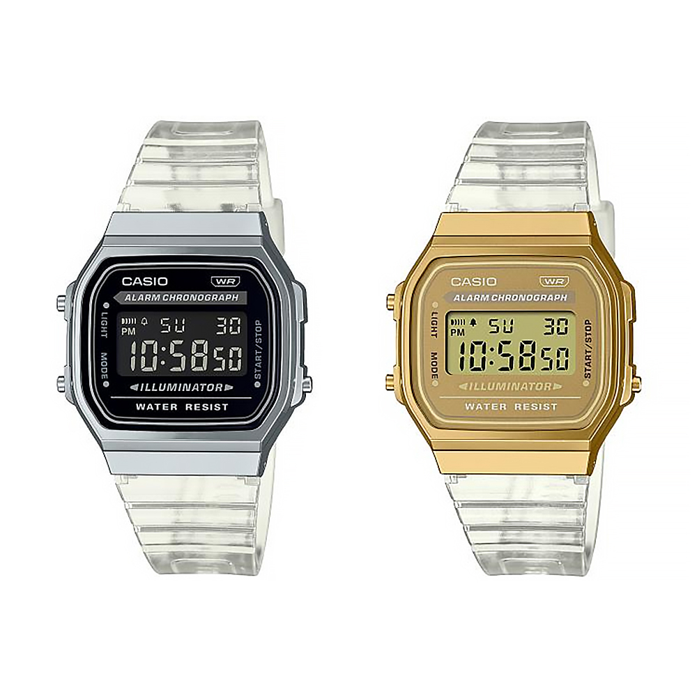 Casio Standard นาฬิกาข้อมือผู้หญิง สายเรซิน รุ่น A168,A168XES,A168XES-1B,A168XESG,A168XESG-9A