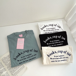 Sugarbeetshop | S192 Book cup of tea 🤍 เสื้อโอเวอร์ไซต์ oversize เสื้อยืดผ้า cotton