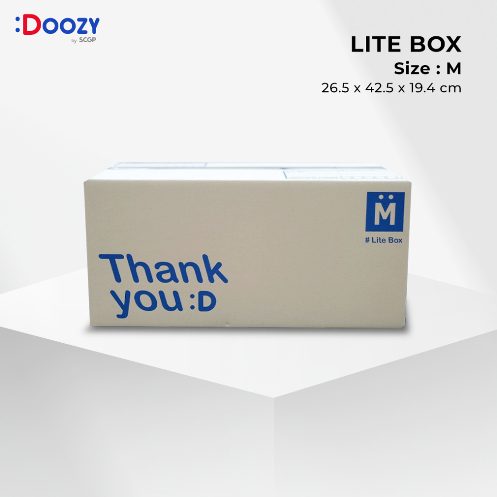 Lite Box กล่องไปรษณีย์ ขนาด M (26.5 x 42.5 x 19.4 ซม.)  แพ็ค 20 ใบ กล่องพัสดุ กล่องฝาชน Doozy Pack