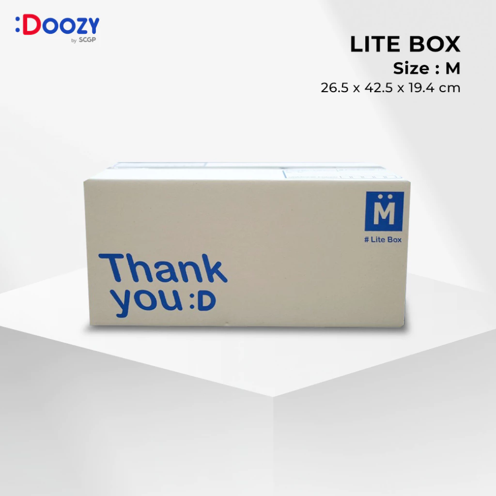 Lite Box กล่องไปรษณีย์ ขนาด M (26.5 x 42.5 x 19.4 ซม.) แพ็ค 20 ใบ กล่องพัสดุ กล่องฝาชน Doozy Pack