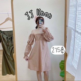 JJ linen dress เดรสเกาะอกต่อแขน ตรงหน้าอกเชือกผูกได้หลายแบบตามชอบเลยค่ะ