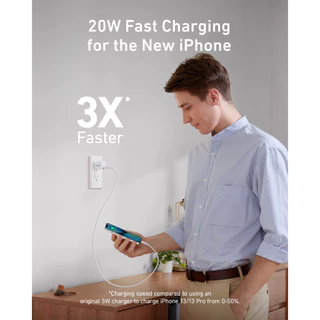 [ใช้ที่จีนได้] Anker หัวชาร์จถนอมแบต iPhone (Nano 20W) นำไปใช้ที่จีนได้ สำหรับ iPhone - AK255