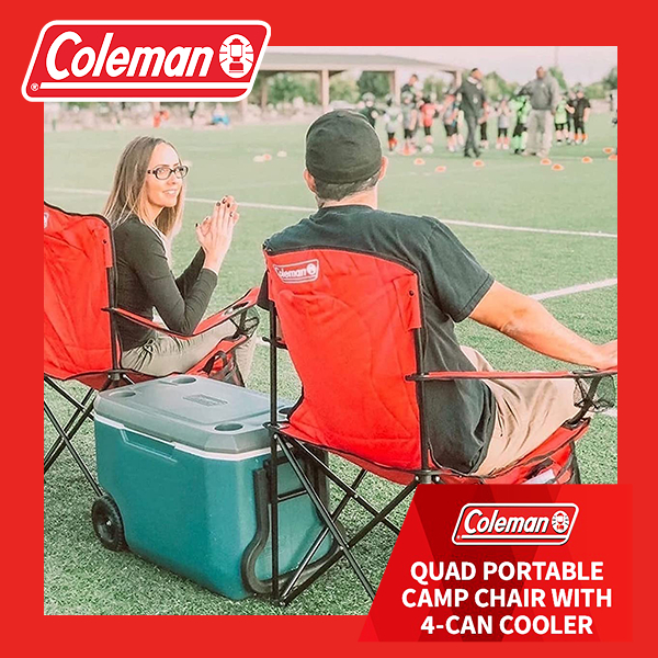 Coleman Portable Camping Quad Chair with 4-Can Cooler เก้าอี้แคมป์ปิ้งโคลแมน มีช่องเก็บความเย็น
