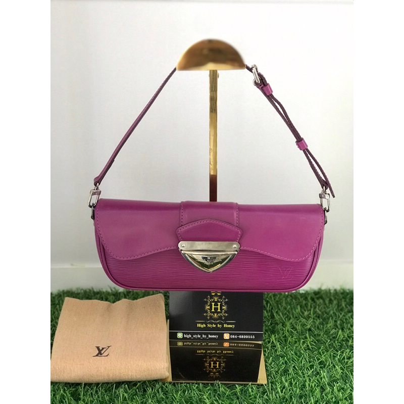 Lv Purple Pochette Montaigne Epi Leather Shoulder Bag