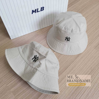 ของแท้ 💯%  MLB rookie bucket hat หมวกปีก logo เล็ก NY สีครีม 📜📜 รุ่นปุ้มปุ้ยใส่