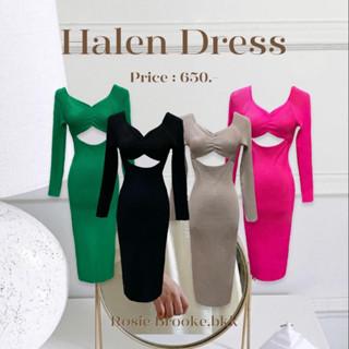 MN16 l HALEEN DRESS เดรสไหมพรมเว้าอก