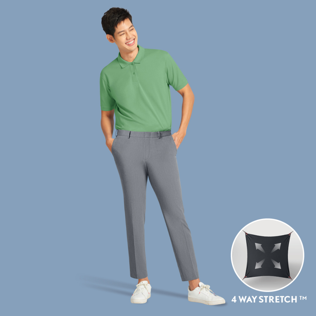 GQ Perfect Ankle Pants กางเกงผู้ชายขา 5 ส่วน ผ้ายืด 4 ทิศ สีเทาอ่อน (ทรงขาห้าส่วน)