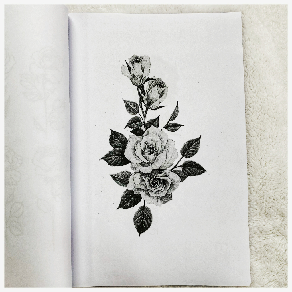 แบบลายสัก ลายดอกกุหลาบ A4 1เซต 40แผ่น ลายสัก ลายสัก ลายเส้นสัก แบบสักลายเส้น tattoo แทกทูรอยสัก ลายสัก แบบสักลาย