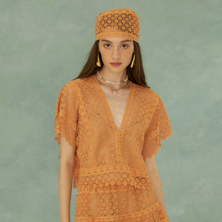 NEW !! Perana เสื้อลูกไม้ NINA TOP (สีส้ม Orange )