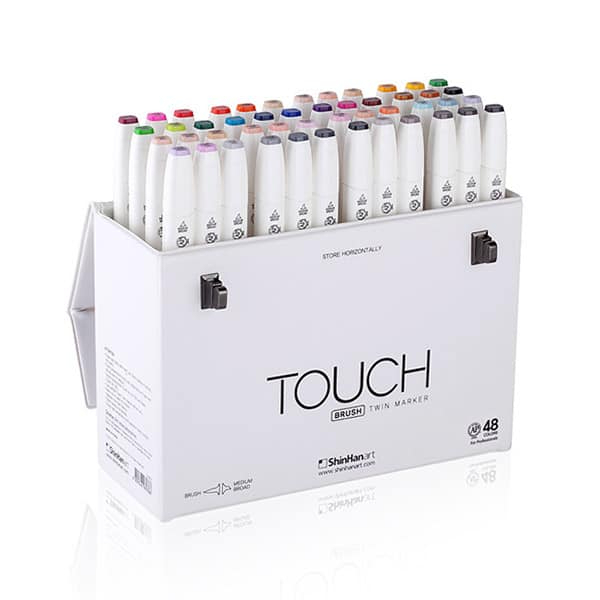 TOUCH TWIN 48 BRUSH MARKER SET / มาร์คเกอร์หัวพู่กัน-หัวตัดขนาดกลาง เซ็ต 48 แท่ง แบรนด์ Touch จากประ