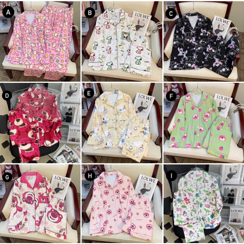 มีลายใหม่ Update ตลอด ชุดนอน เสื้อแขนยาว(คอปก) + กางเกงขายาว พิมพ์ลายการ์ตุนสุดน่ารัก