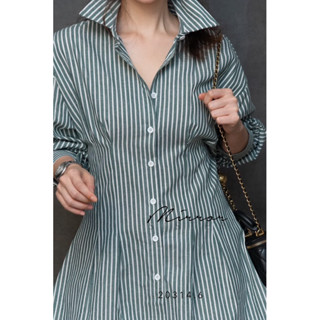 VeGin STRipe DReSS•• เดรสเชิ้ตลายริ้วทางลง ทรงบานตัวเก๋ใส่สวยเป๊ะ แพทเทรินสวยมาก เบสิคใส่ง่าย