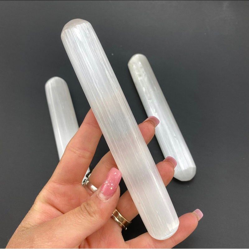 1 pc Natural Polished selenite Unicone Tower / Top High Quality Stone / Pocket Stone Healing Chakra.