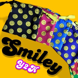 กระเป๋าผ้า ถุงผ้าหูรูด อเนกประสงค์ กระเป๋าจัดระเบียบ Smiley รุ่น Y2K สีสันสดใส