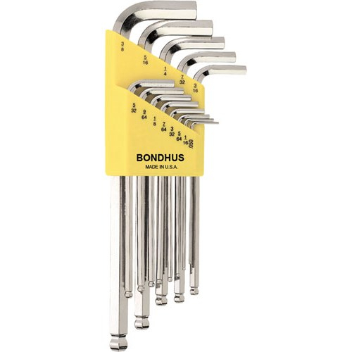 BONDHUS NO.16937 BLX13B Size 0.05-3/8" (13pcs/set) ชุดประแจแอลหกเหลี่ยมหัวบอลยาว ชุบขาว CR-V Factory Gear By Gear Garage