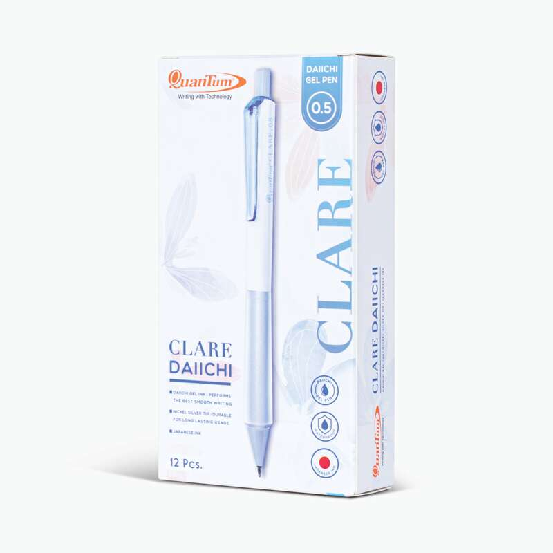 (1ด้าม/3ด้าม)ปากกาเจลควอนตัม Quantum CLARE 0.38/0.5 หมึกน้ำเงิน