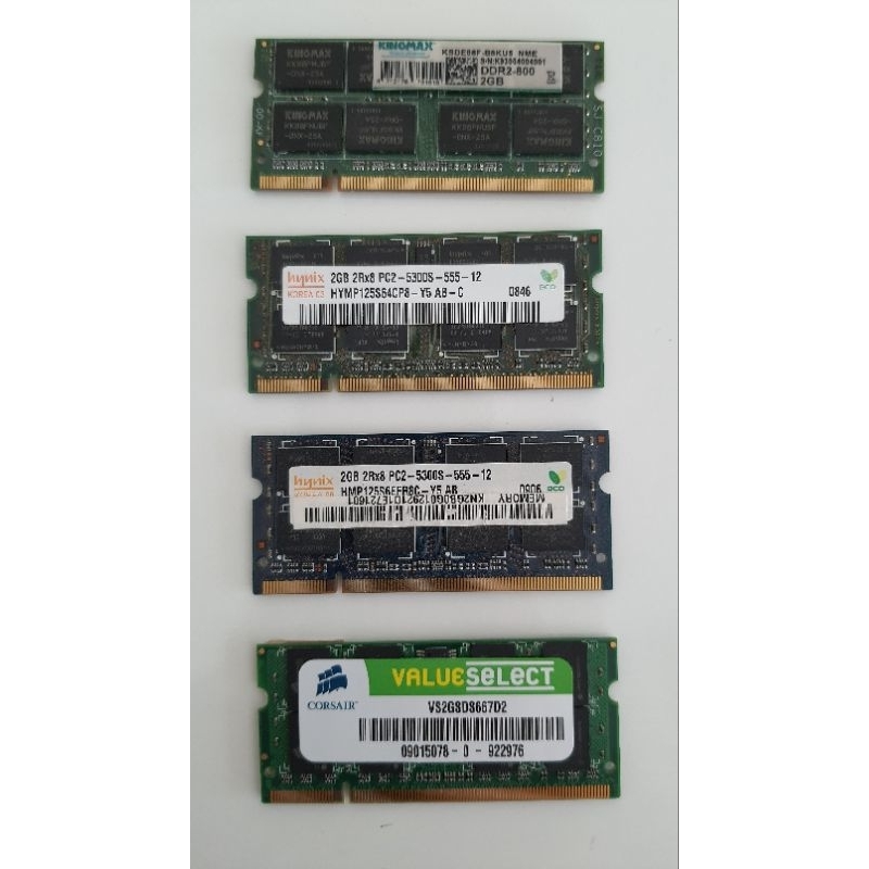 DDR2 ram 4×2GB ทั้งหมด 8GB มือสองสำหรับ notebook