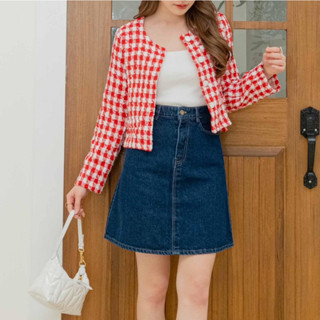 Kimmame - กระโปรง รุ่น Denim A Line Skirt 2 สี