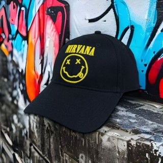 หมวกลิขสิทธิ์แท้ "Nirvana  ลาย  smiley" งานปัก ใบโค้ง