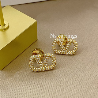 NS.EARRINGS | NS296 - VLOGO SIGATURE EARRINGS IN METAL AND SWAROV SKI CRYSTALS