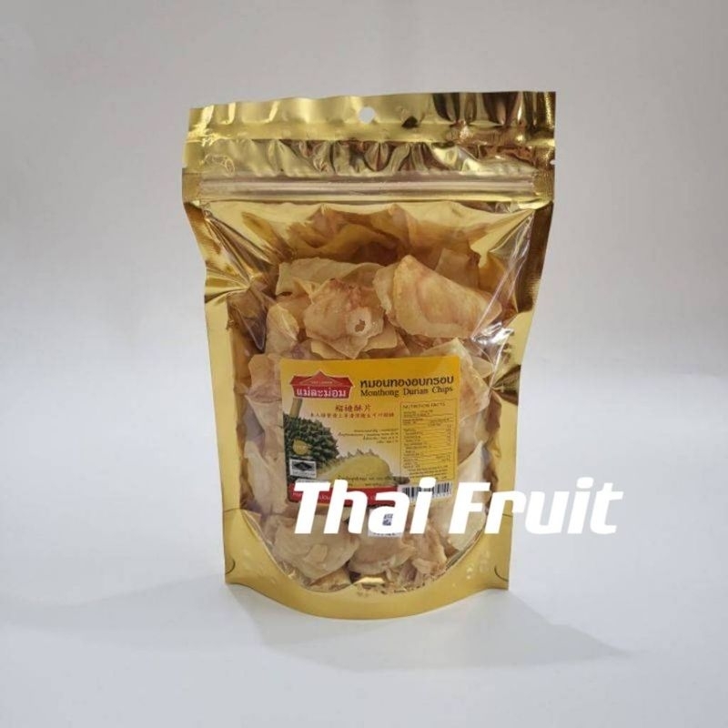 ชิ้นใหญ่!! ทุเรียนหมอนทองอบกรอบ 150 กรัม  Monthong Durian Chips 150 g. แม่ละม่อม