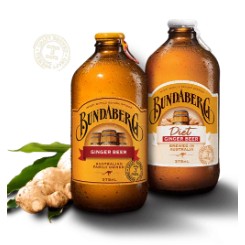 จิงเจอร์เบียร์ ไม่มีแอลกอฮอลล์ Bundaberg Ginger Beer 375 ml บันดาเบิร์กเครื่องดื่มรสเบียร์และขิง 375 มล.