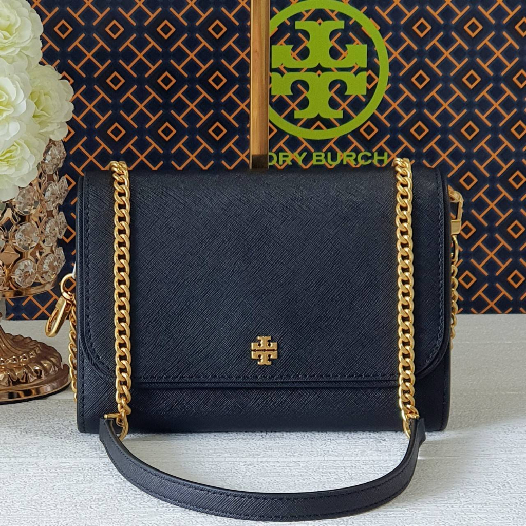 MeBrandOutlet Tory Burch 136093 Emerson Saffiano Chain Wallet Clutch Crossbody Purse Bag ครอสบอดี้หน