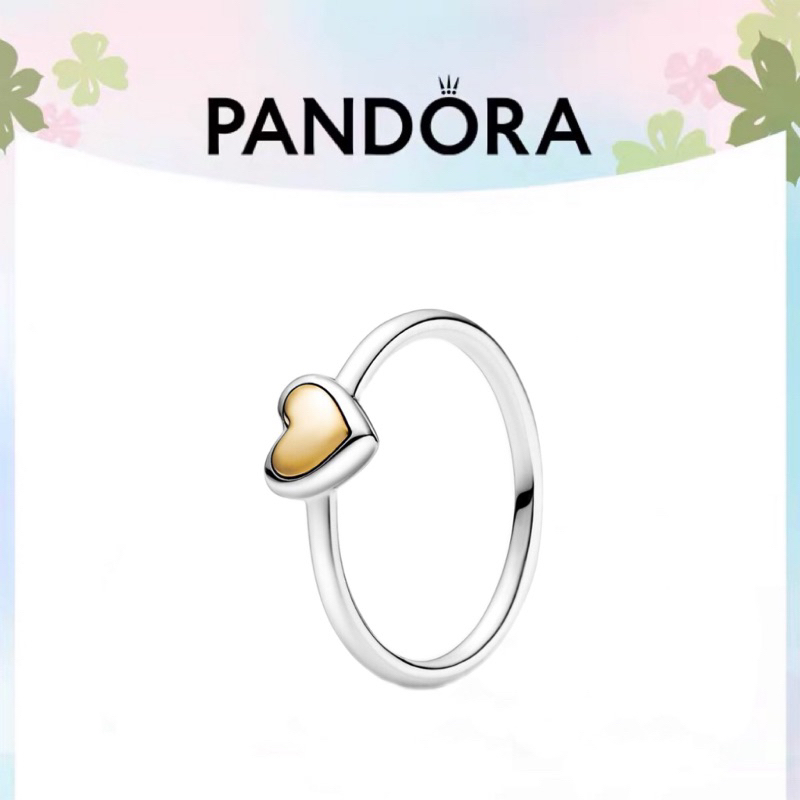 [ส่งจากกรุงเทพ]Pandora แหวน เงิน925 14K Gold แหวนแฟชั่น Gold-toned dome heart-shaped ring เครื่องประดับแฟชั่น ของแท้100%