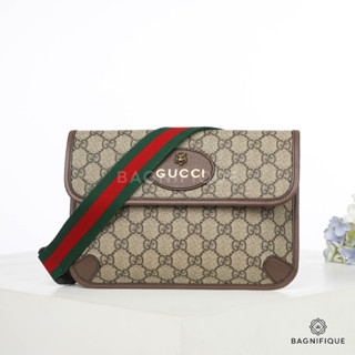 GUCCI BELT BAG TIGER MINI BROWN GG SUPREME MONOGRAM GHW