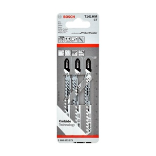 BOSCH ใบเลื่อยฉลุ ไฟเบอร์,พลาสเตอร์ (T 141HM) (3 ใบ/แพค) [2608633175]