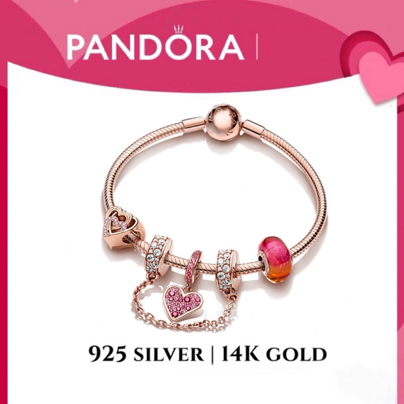 [ส่งจากกรุงเทพ]Pandora เงิน925 สร้อยข้อมือ กำไล ลูกปัดอัญมณี สร้อยข้อมือคู่ Crown Carriage Bracelet ของแท้ 100%