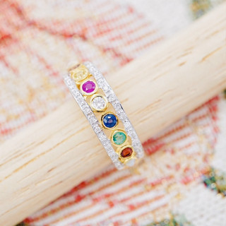 🔴แหวนนพเก้าเพชรแท้ 💎 เพชรเบลเยี่ยมคัต น้ำ100 ทองคำแท้9K (ทอง37.5%) ขายได้ จำนำได้ [9KPRG396][ 📌Pre-Order ]
