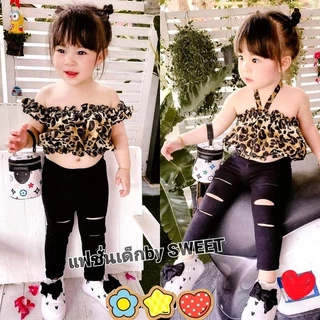 ชุดลูกสาว แฟชั่นเด็กผู้หญิง เสื้อลายเสือ+เลคกิ้ง ขายดีมากกกก
