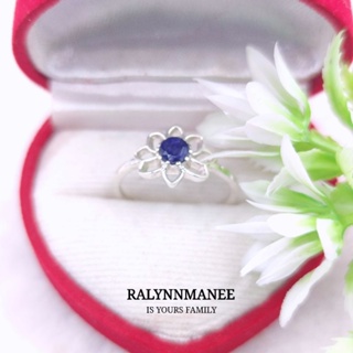 RA016 แหวนพลอยไพลินแท้ ( Blue sapphire ) ตัวเรือนเงินแท้ 925 ชุบทองคำขาว มีไซส์52,56,59,60ไซส์อื่นมีค่าแก้ไซส์150 บาทค่ะ