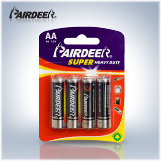 PAIRDEER Super Heavy Duty แพร์เดียร์ ถ่านคาร์บอนซิงค์  AA แพ็ค 4 ก้อน