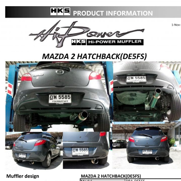 ท่อ HKS Mazda 2 DE 5ประตู