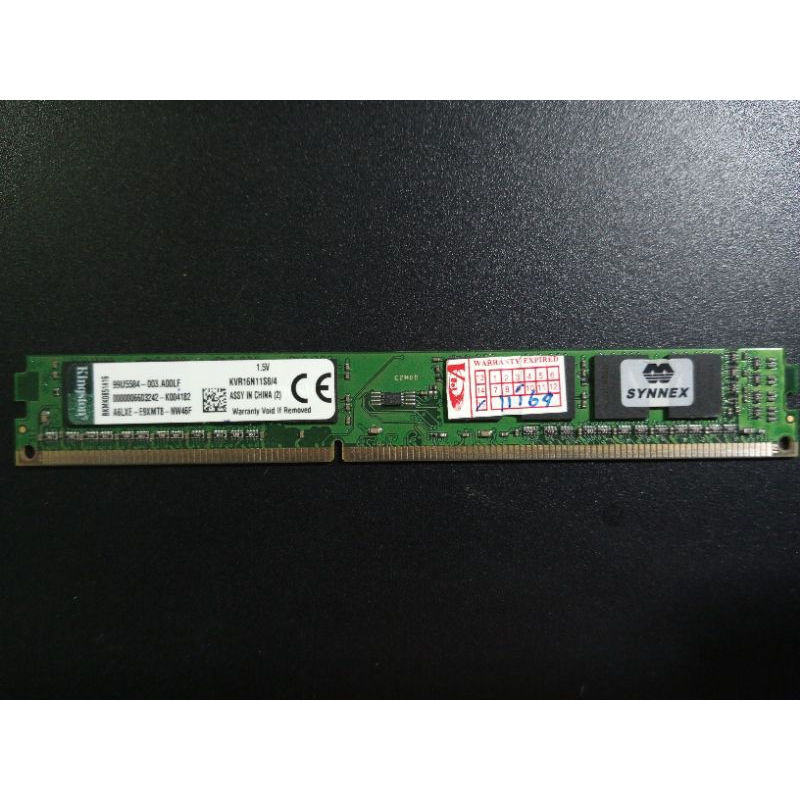 DDR3 4G BUS 1600 Kingston รุ่น KVR16N11S8/4 8 ชิป มีประกันศูนย์