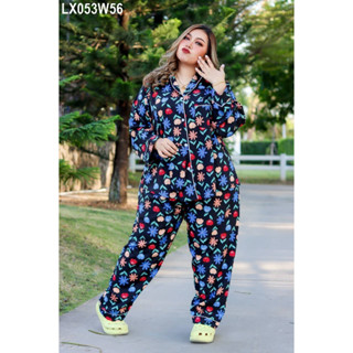🎈Plussize ชุดนอนคนอ้วน🎈 รอบอก  47-56" เอวดึงยาง  42-50" สะโพก  62" วงแขนกว้าง  28"   ความยาวกางเกง  40"