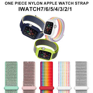 สายนาฬิกาไนล่อน 2 in 1 44mm 40mm 42mm 38mm 45mm 41mm iWatch Band Collection 1 2 3 4 5 SE 6 7