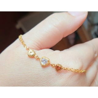 💎ใหม่ข้อมิอแบบทองแท้ฝ้งเพชรCZพร้อมสร้อยโซ่ITALYชุบทอง18k